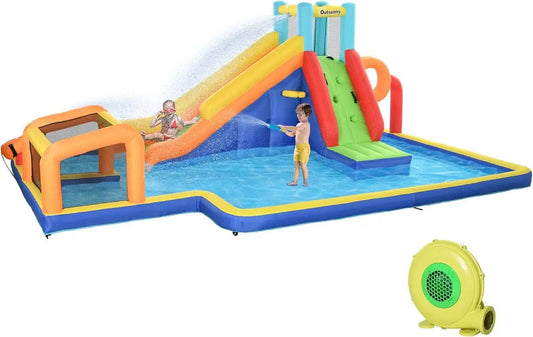 Kids Inflatable Water Slide 6-in-1 Bounce House Water Park - ToylandEU