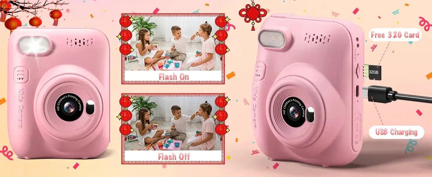  Kids Instant Print Digital Camera, 32MP HD 1080P, 3.0" Screen with 3 Rolls of Printer Paper for Ages 6-12 -  ToylandEU™
