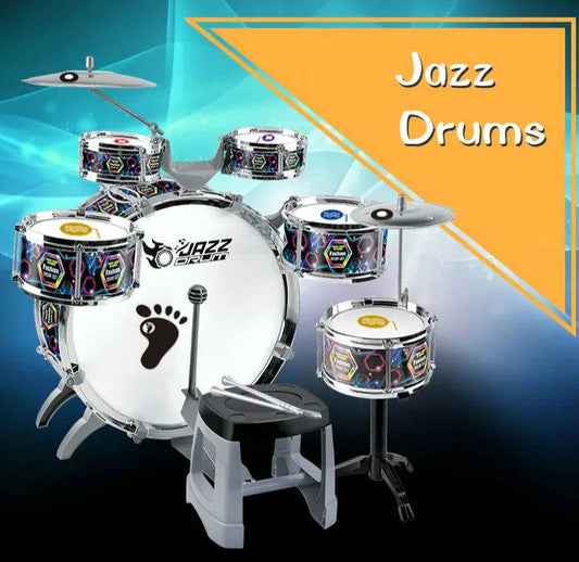 Kids Jumbo Jazz Drum Set with Stool & Music Score - Toyland EU - ToylandEU