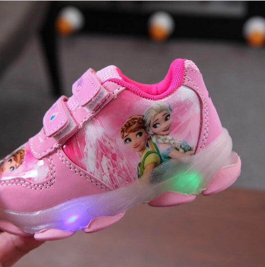 Kids' LED Light-Up Sneakers - Breathable & Stylish Elsa Design - ToylandEU