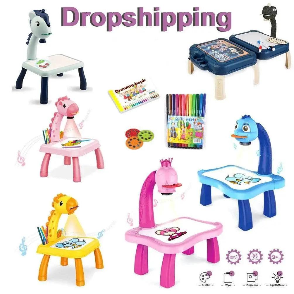  Kids LED Painting Board Set with Art Desk and Educational Learning  -  ToylandEU™