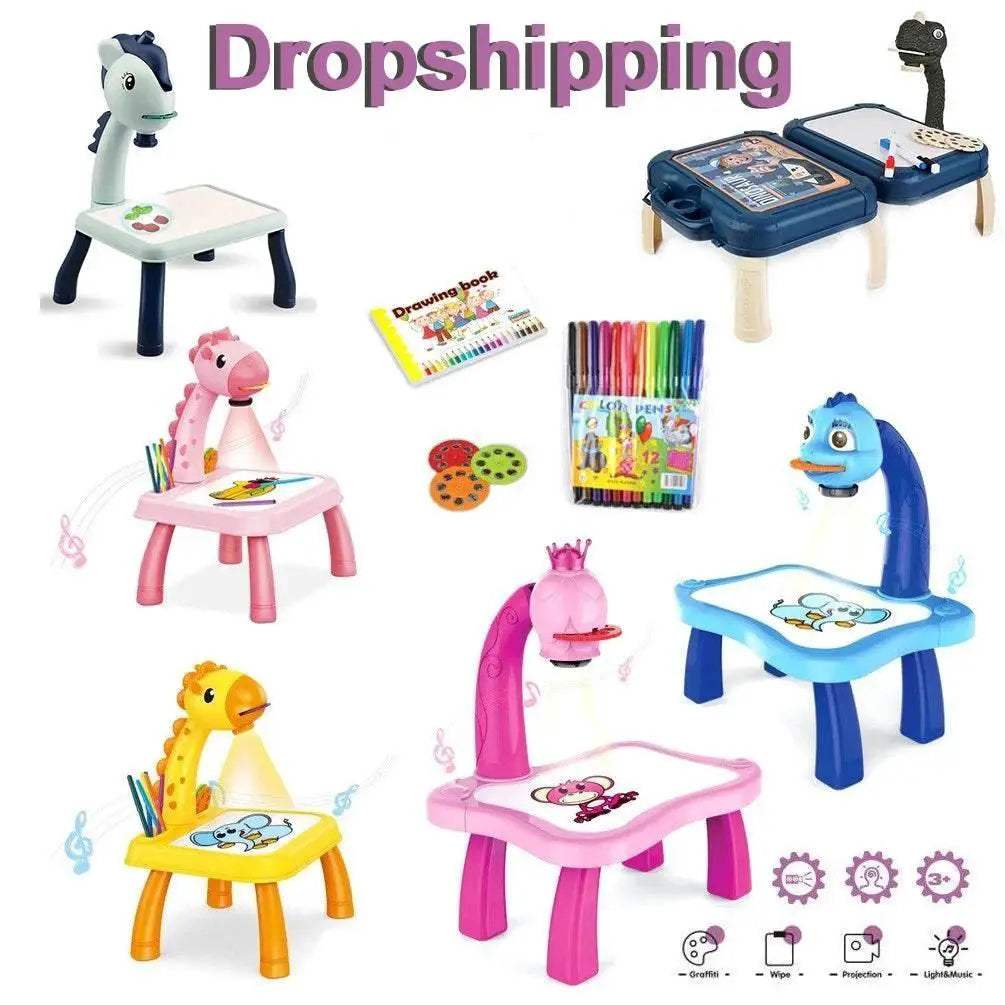 Kids LED Painting Board Set with Art Desk and Educational Learning  -  ToylandEU™