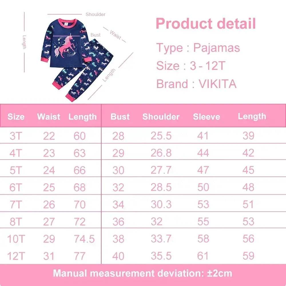 Kids Licorne Print Cotton Pajama Set 2 Piece Homewear - ToylandEU