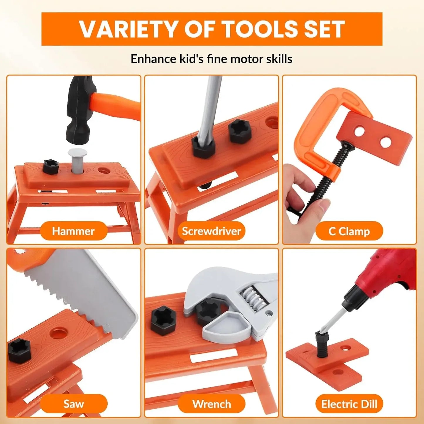 Kids Lightweight Tool Set 39 To 42 Piece Construction Case - ToylandEU