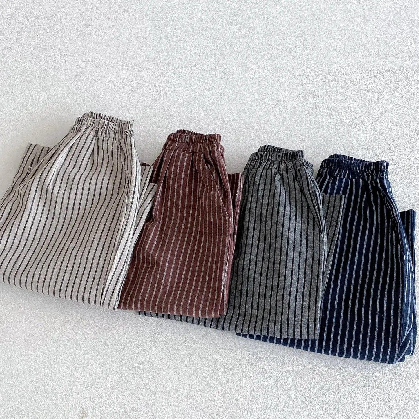  Kids Linen Cotton Striped Pants Unisex Loose Fit 1 To 6 -  ToylandEU™