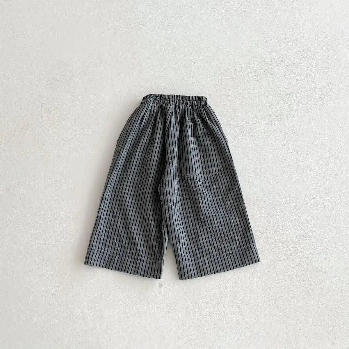  Kids Linen Cotton Striped Pants Unisex Loose Fit 1 To 6 -  ToylandEU™