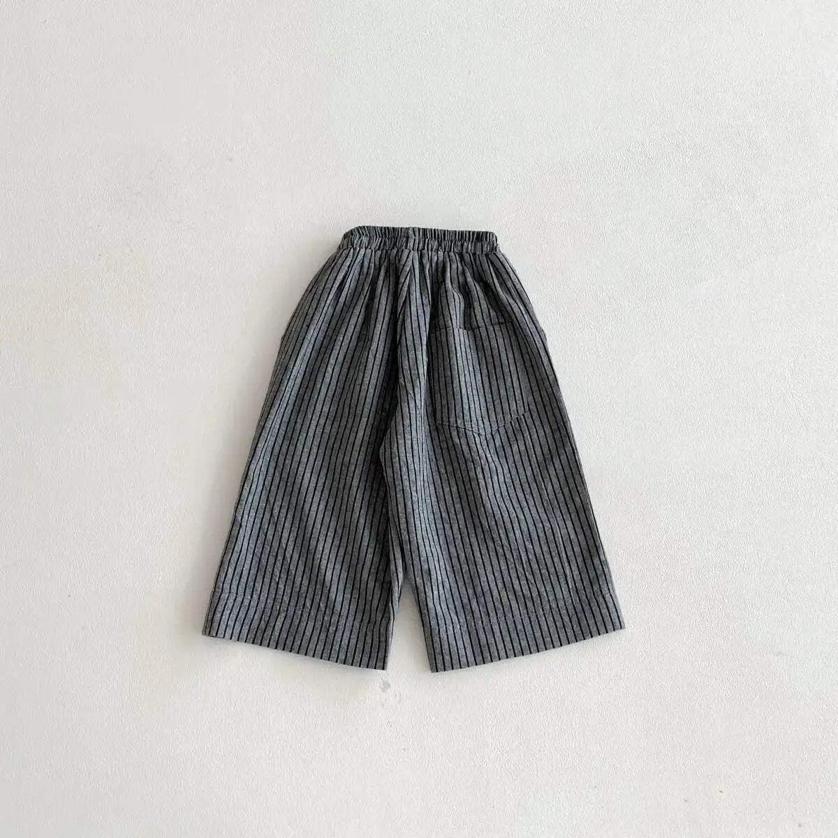  Kids Linen Cotton Striped Pants Unisex Loose Fit 1 To 6 -  ToylandEU™