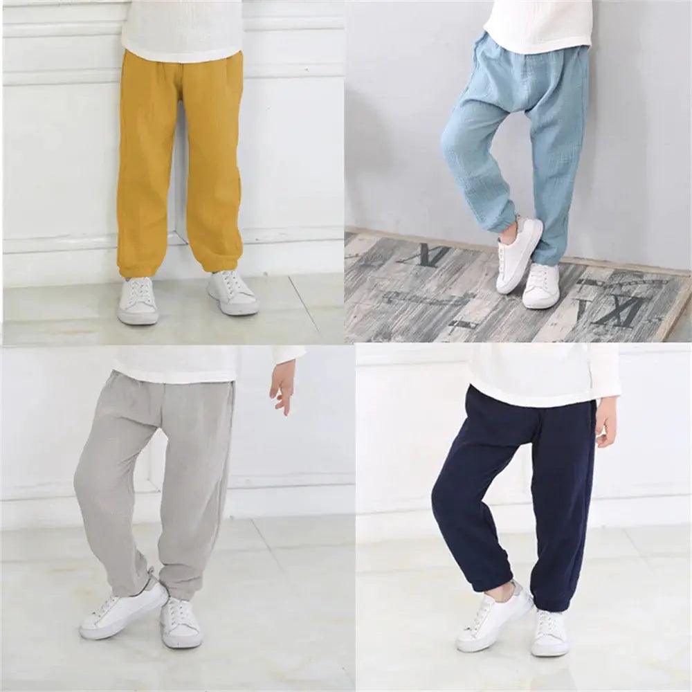  Kids Linen Pants Breathable Anti Mosquito Elastic Waist -  ToylandEU™