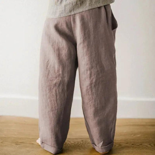  Kids Linen Pants Elastic Waist With Pockets Comfort Fit -  ToylandEU™