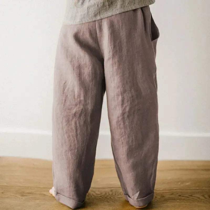  Kids Linen Pants Elastic Waist With Pockets Comfort Fit -  ToylandEU™