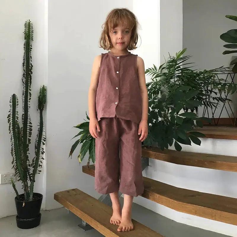  Kids Linen Pants Wide Leg With Pockets Summer Casual -  ToylandEU™