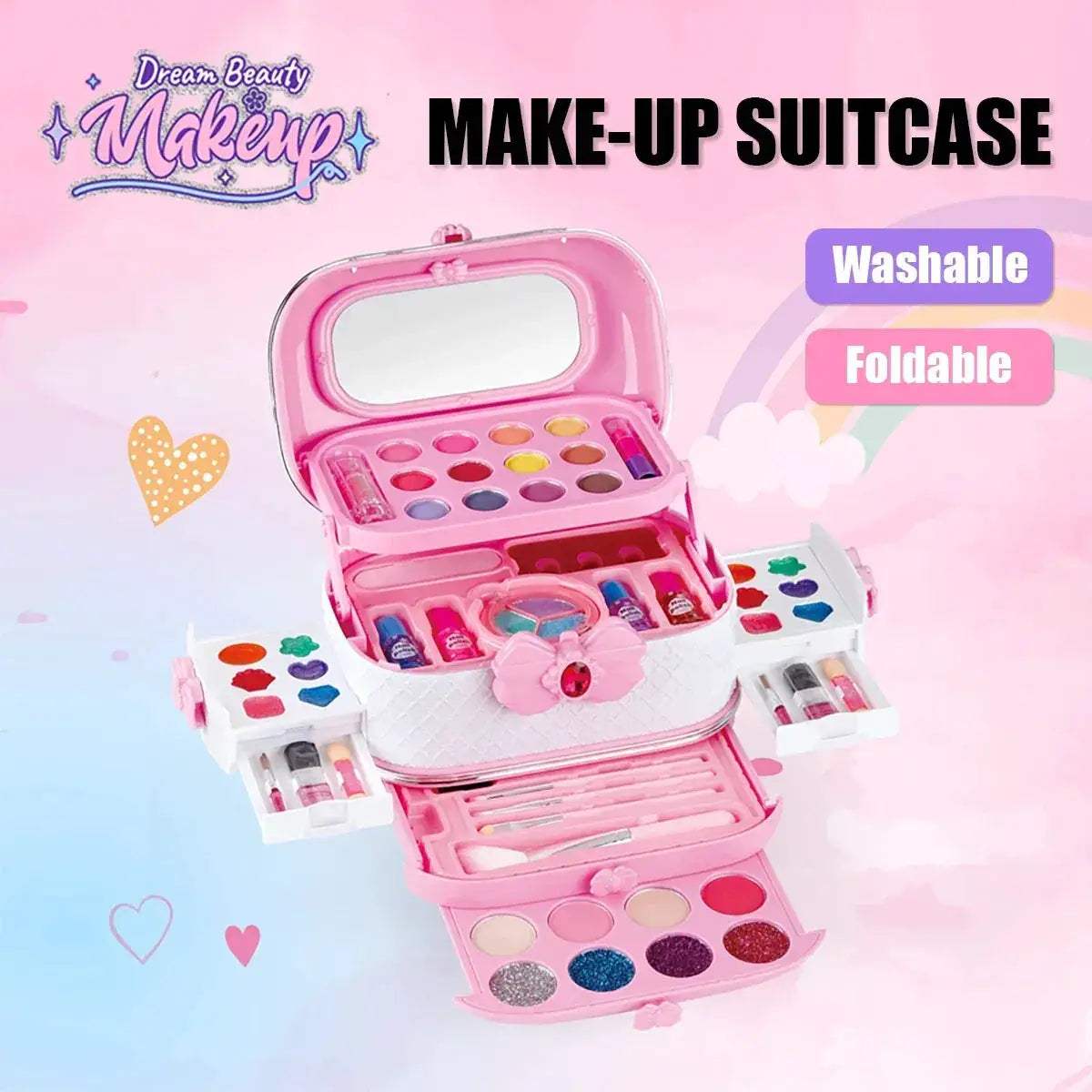 Kids Makeup Box With Mirror For Safe Washable Pretend Play - ToylandEU
