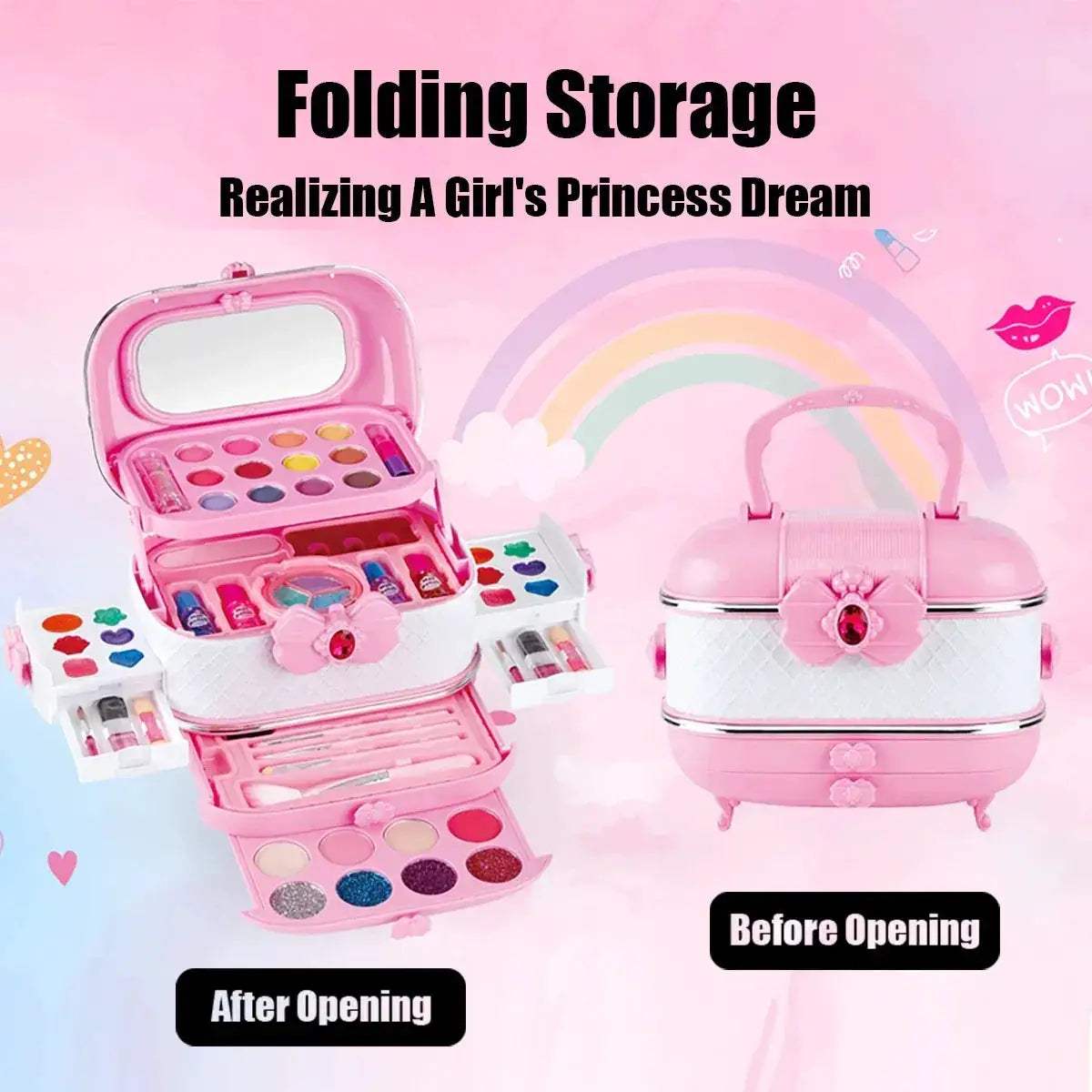 Kids Makeup Box With Mirror For Safe Washable Pretend Play - ToylandEU