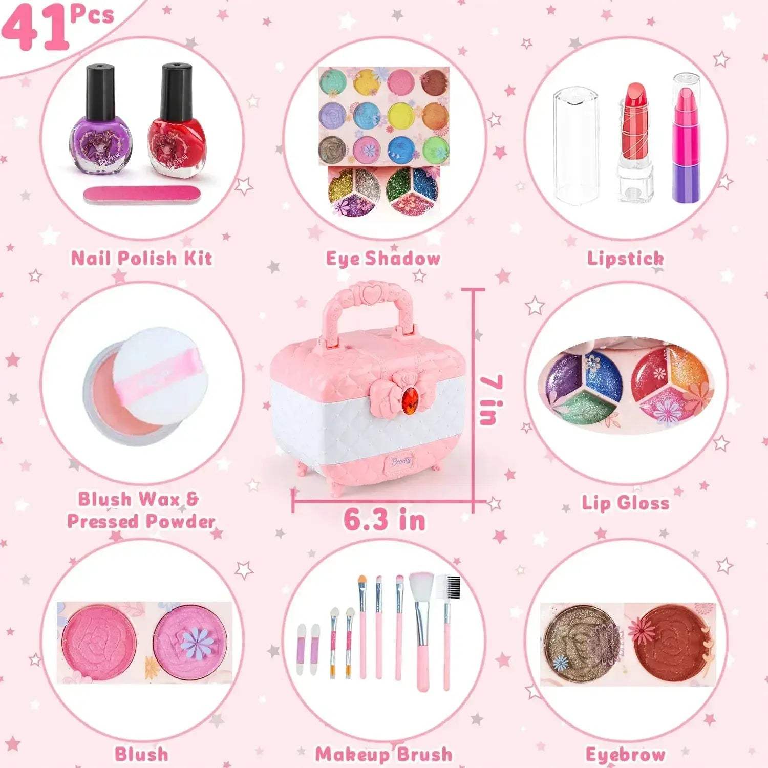 Kids Makeup Kit for Girls Washable Pretend Play Set - ToylandEU