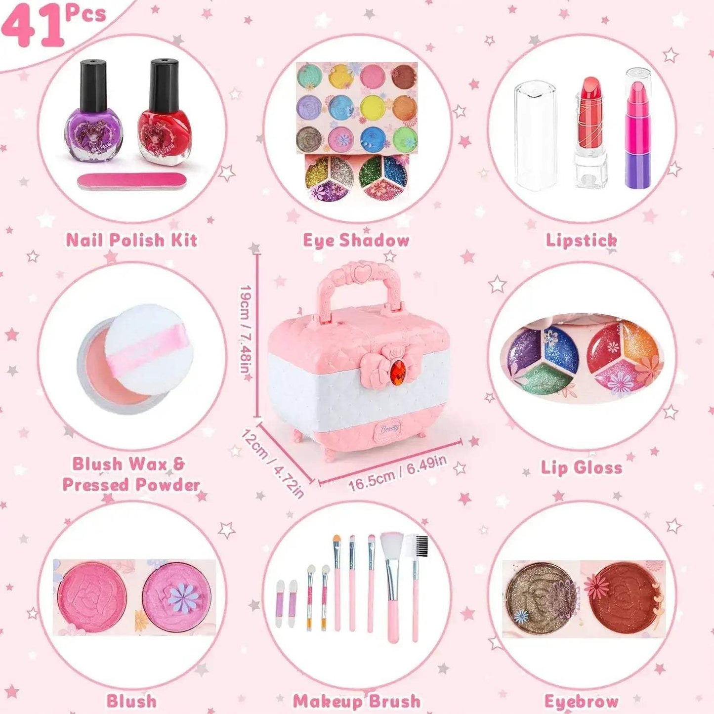 Kids Makeup Kit for Girls Washable Pretend Play Set - ToylandEU