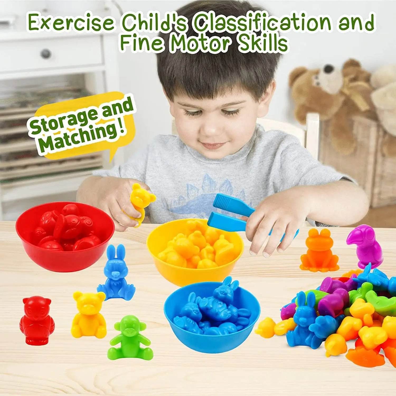 Kids Matching Game Learn Educational Toys Animal Cognition Rainbow Sort Fine Motor Training Montessori Sensory Puzzle Toy Gifts - ToylandEU