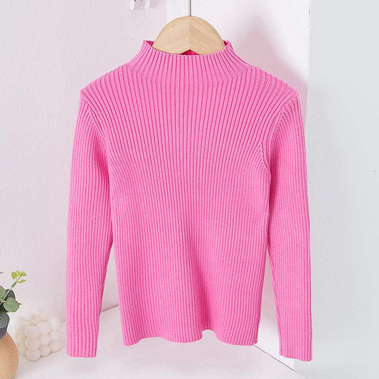 Kids' Mock Neck Knitwear Sweater Top | Solid Color | Version 2