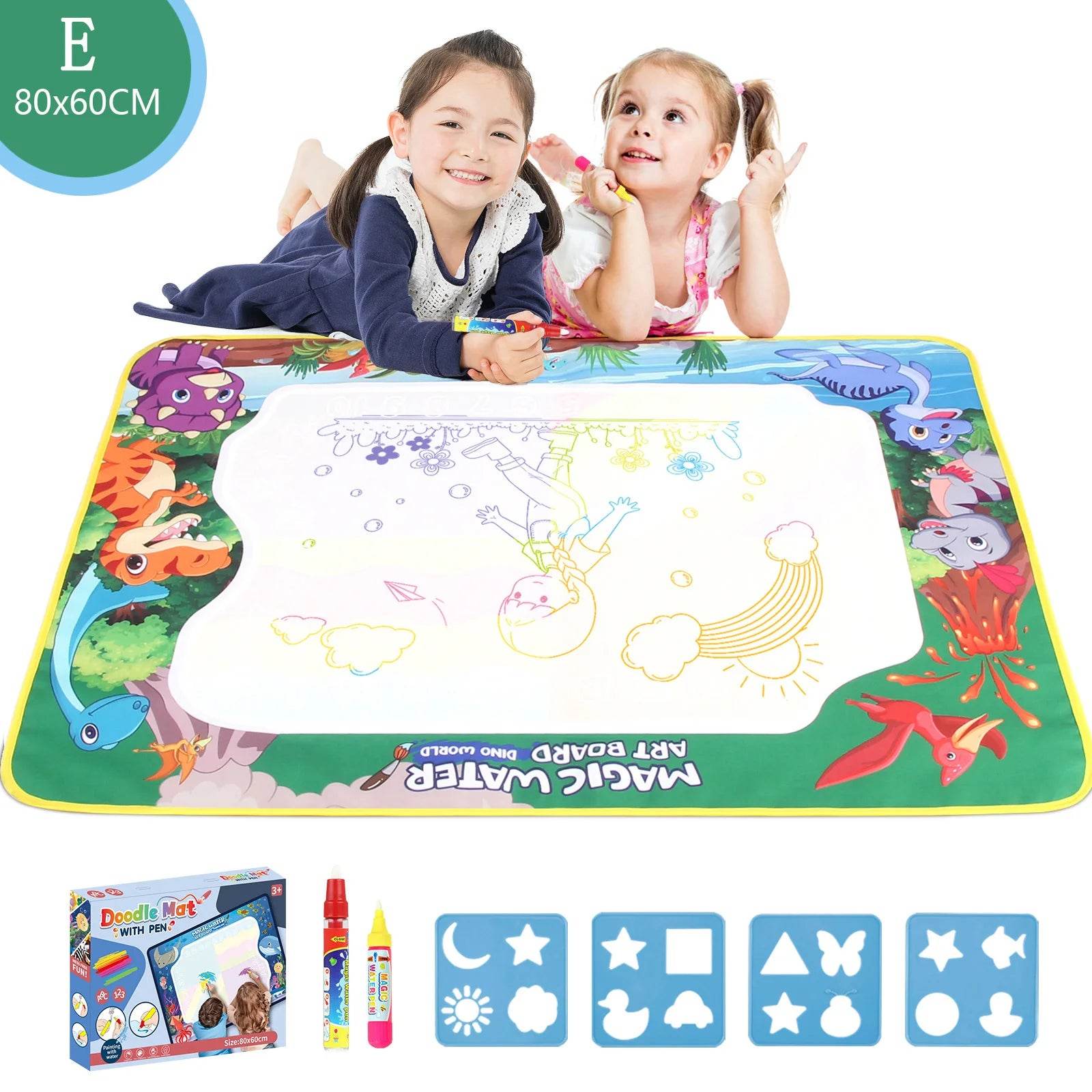 80x60CM Kids Magic Water Drawing Mat with Reusable Magic Pens Educational Montessori Painting Board Gifts - ToylandEU