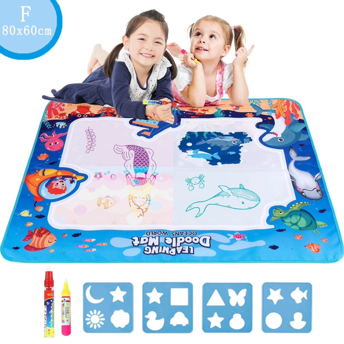 80x60CM Kids Magic Water Drawing Mat with Reusable Magic Pens Educational Montessori Painting Board Gifts - ToylandEU