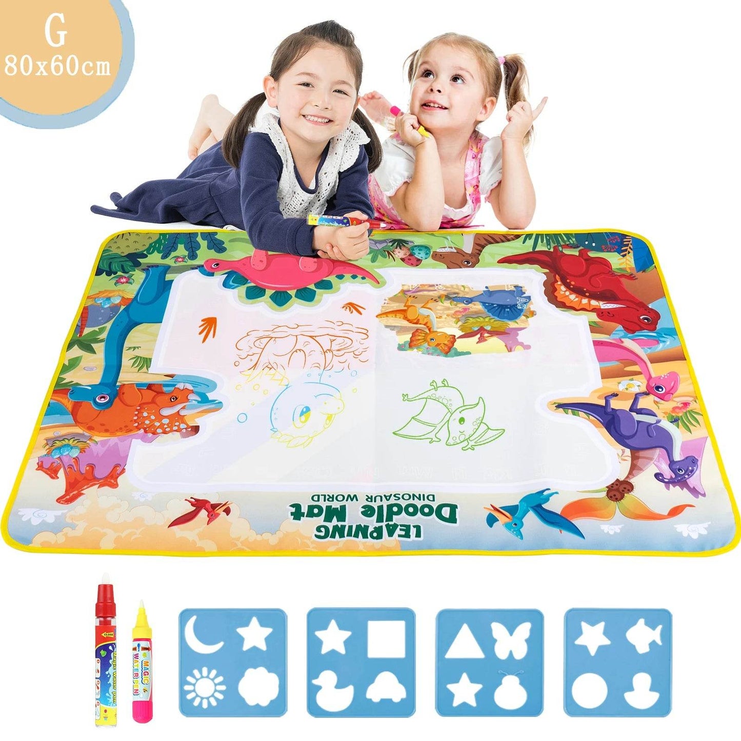 80x60CM Kids Magic Water Drawing Mat with Reusable Magic Pens Educational Montessori Painting Board Gifts - ToylandEU