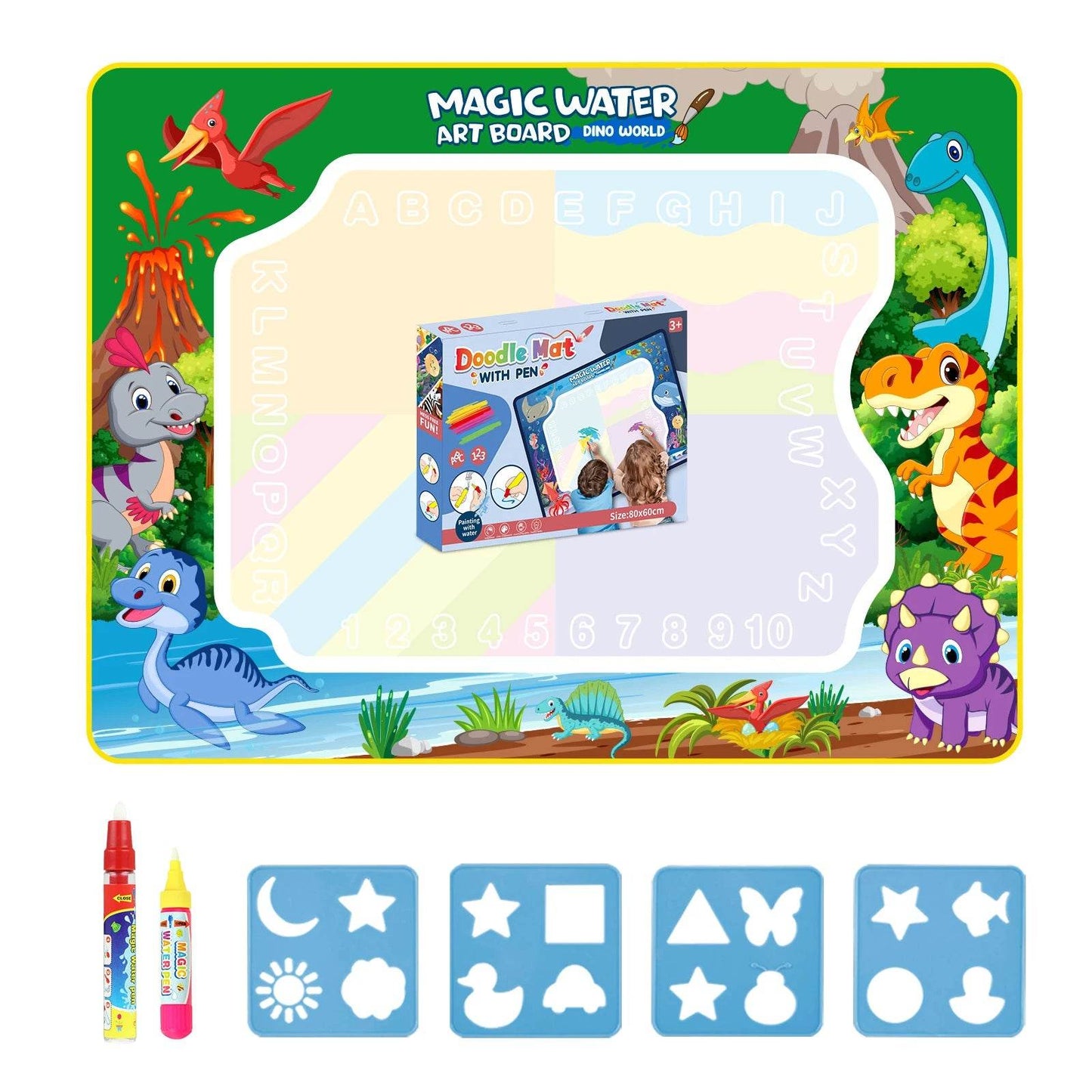 80x60CM Kids Magic Water Drawing Mat with Reusable Magic Pens Educational Montessori Painting Board Gifts - ToylandEU