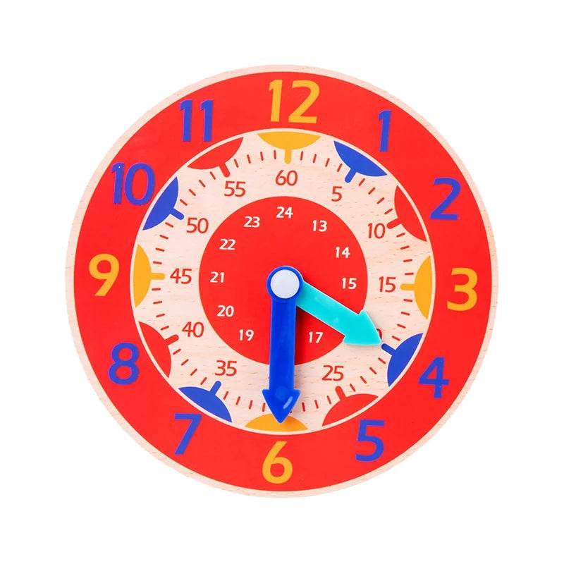 Kids Montessori Wooden Clock Toys Time Learning Teaching Aids - ToylandEU