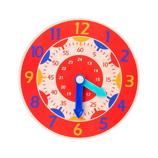 Kids Montessori Wooden Clock Toys Time Learning Teaching Aids - ToylandEU