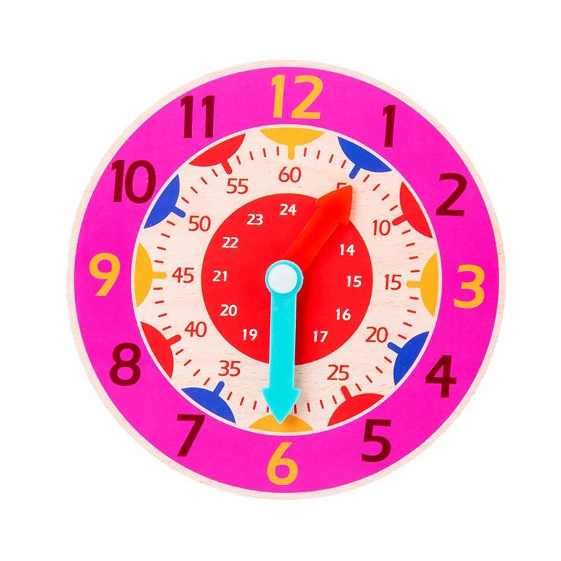 Kids Montessori Wooden Clock Toys Time Learning Teaching Aids - ToylandEU