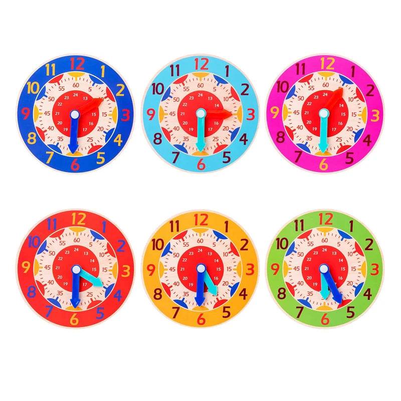Kids Montessori Wooden Clock Toys Time Learning Teaching Aids - ToylandEU