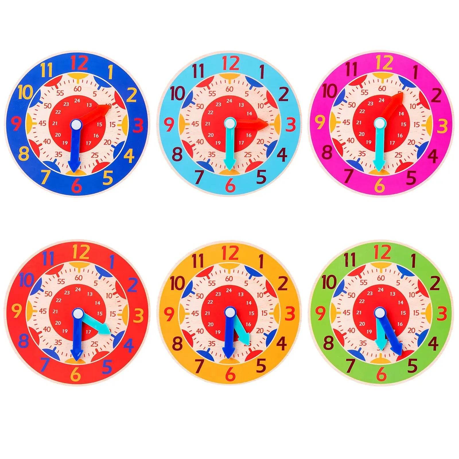 Kids Montessori Wooden Clock Toys Time Learning Teaching Aids - ToylandEU
