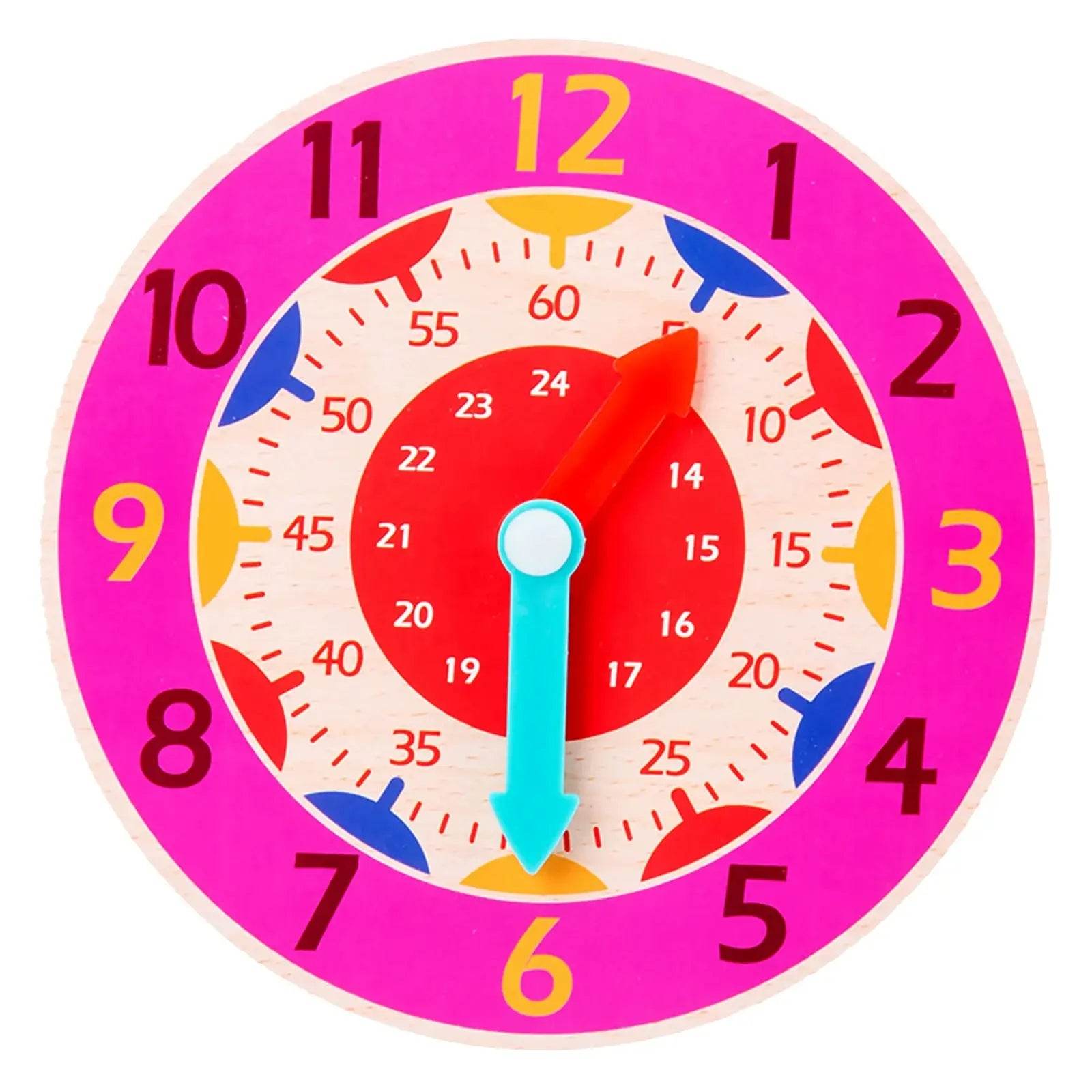 Kids Montessori Wooden Clock Toys Time Learning Teaching Aids - ToylandEU