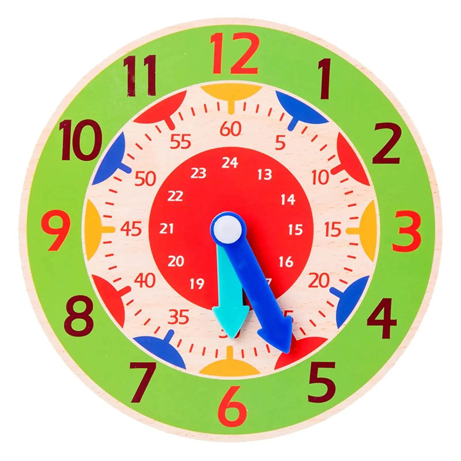 Kids Montessori Wooden Clock Toys Time Learning Teaching Aids - ToylandEU