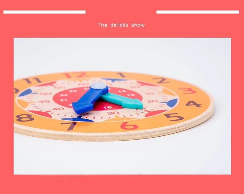 Kids Montessori Wooden Clock Toys Time Learning Teaching Aids - ToylandEU