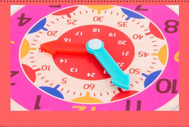 Kids Montessori Wooden Clock Toys Time Learning Teaching Aids - ToylandEU