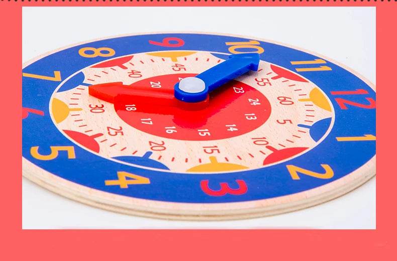 Kids Montessori Wooden Clock Toys Time Learning Teaching Aids - ToylandEU