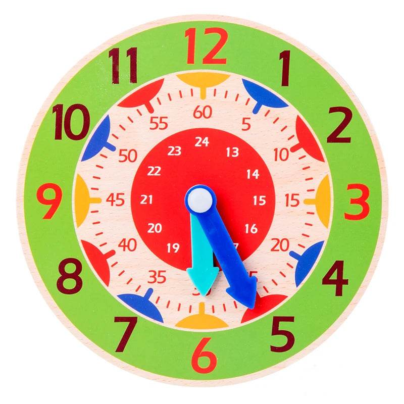Kids Montessori Wooden Clock Toys Time Learning Teaching Aids - ToylandEU