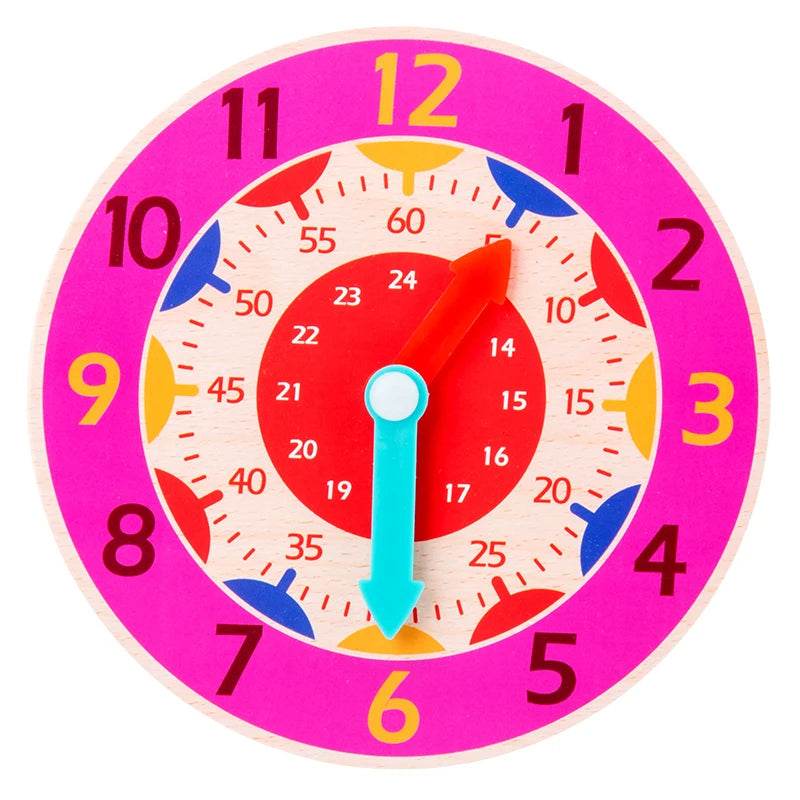 Kids Montessori Wooden Clock Toys Time Learning Teaching Aids - ToylandEU