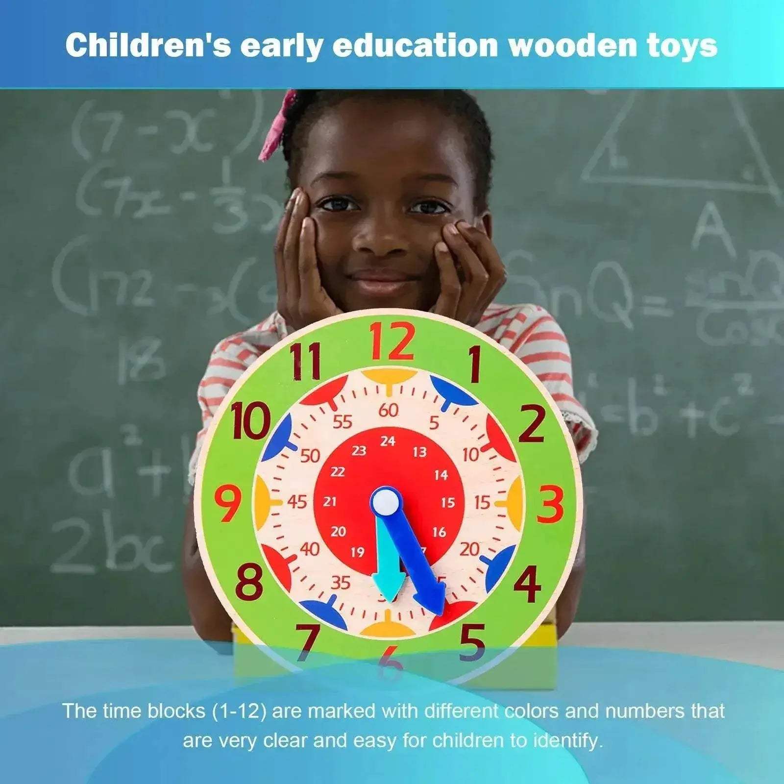  Kids Montessori Wooden Clock Toys for Time Learning -  ToylandEU™