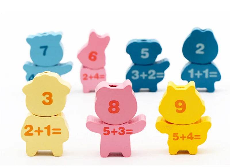 Kids Montessori Wooden Lacing Toy Diy Wooden Beads for Children Cartoon Animals Fruit Letter Digital Beads Threading Toys Gifts - ToylandEU