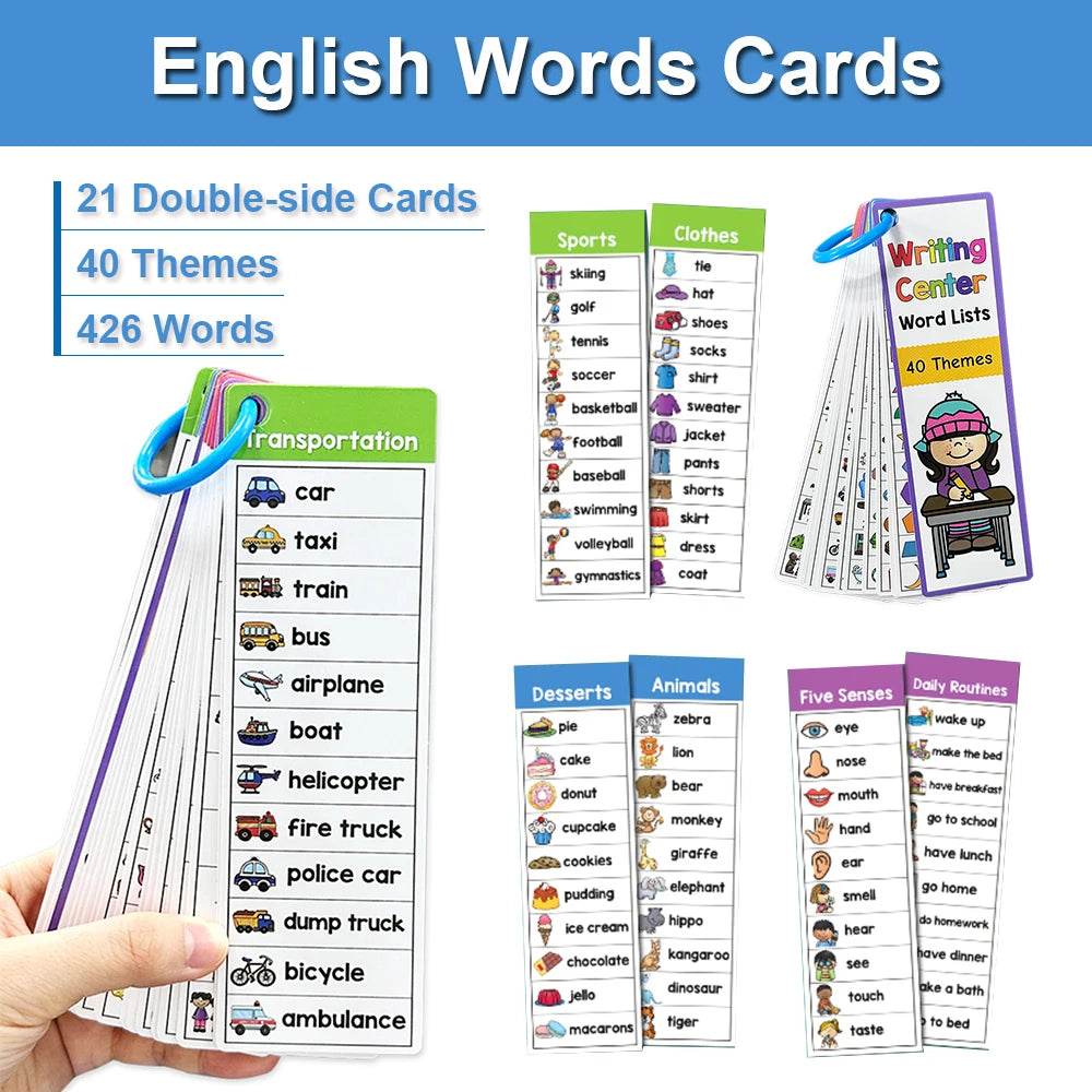 Kids Montessori English Word Lists Cards ESL Teaching Materials Sight Words Writing Vocabulary Building Autism Learning Toys - ToylandEU