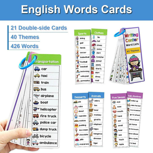 Kids Montessori English Word Lists Cards ESL Teaching Materials Sight Words Writing Vocabulary Building Autism Learning Toys - ToylandEU