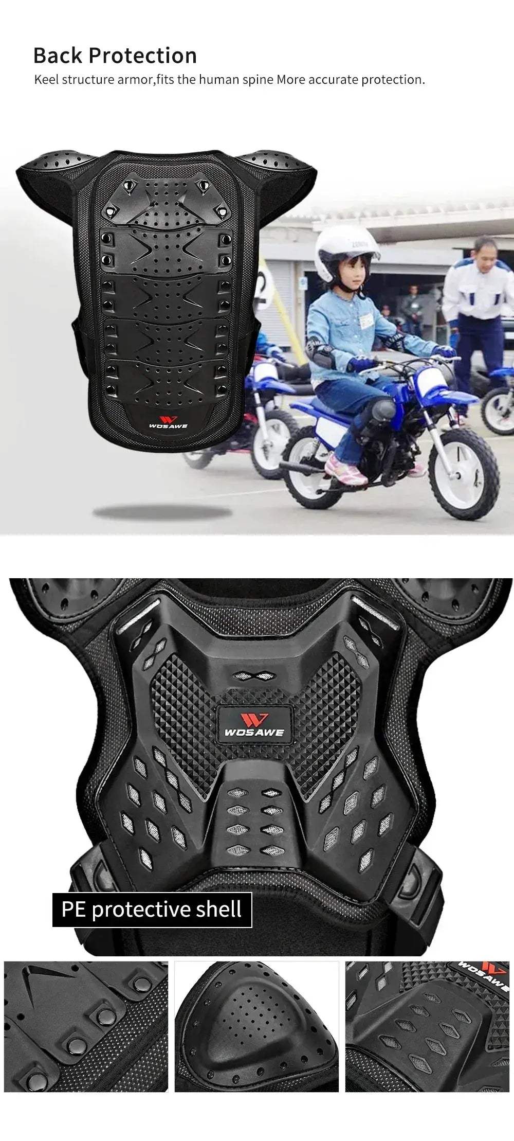 Kids Motocross Chest Protector Armor With Drop Resistant Back Protection - ToylandEU