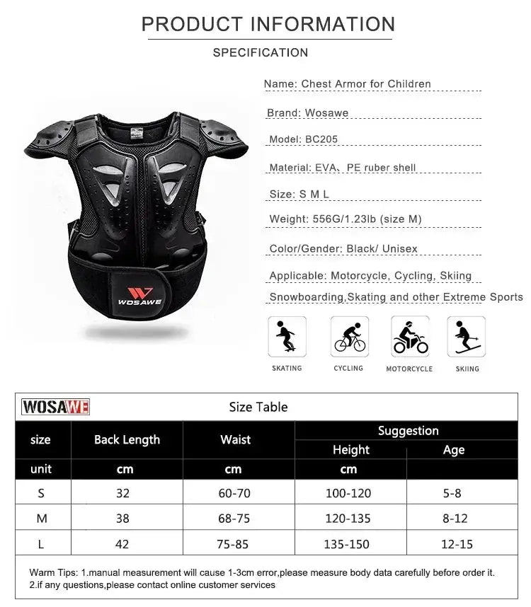 Kids Motocross Chest Protector Armor With Drop Resistant Back Protection - ToylandEU