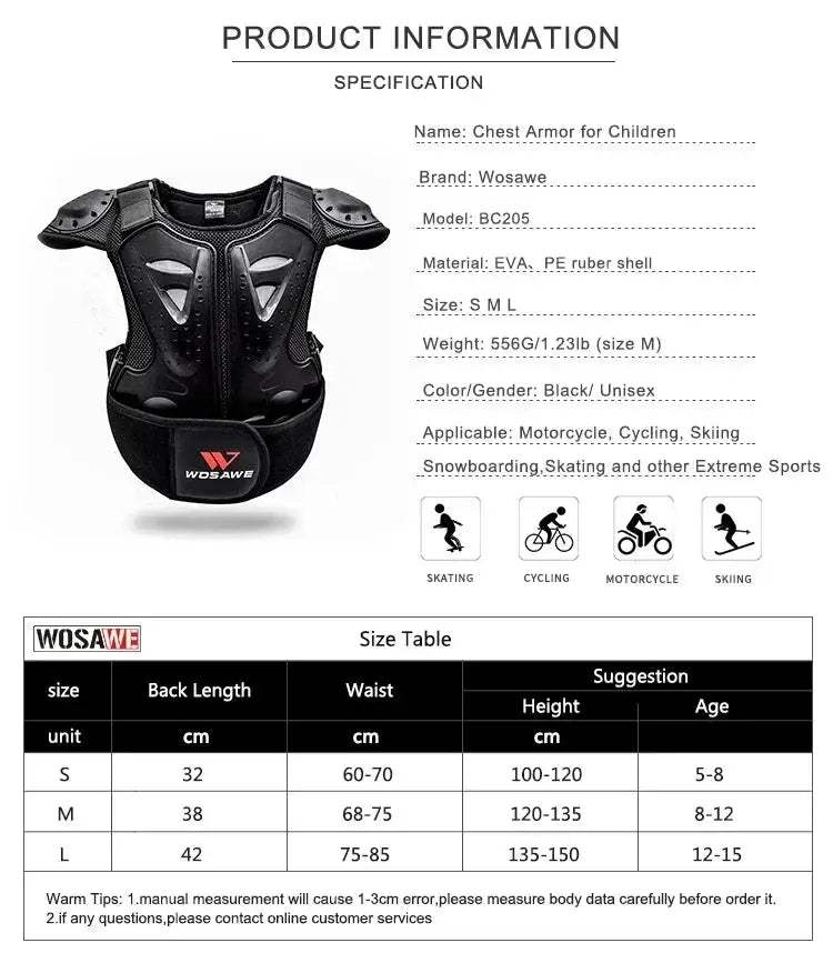 Kids Motocross Chest Protector Armor With Drop Resistant Back Protection - ToylandEU