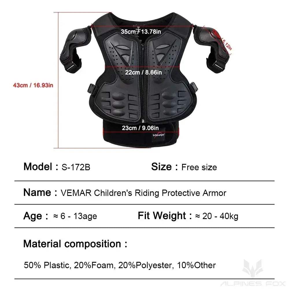 Kids Motocross Full Body Armor Vest With Chest Spine Protection - ToylandEU