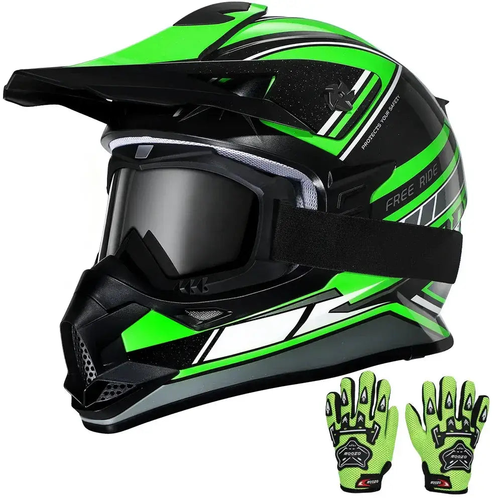 Kids Motocross Helmet With Goggles And Gloves DOT Certified - ToylandEU