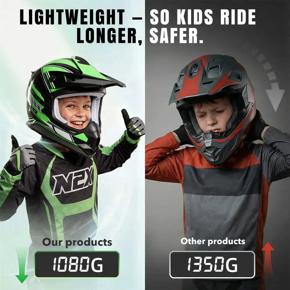 Kids Motocross Helmet With Goggles And Gloves DOT Certified - ToylandEU