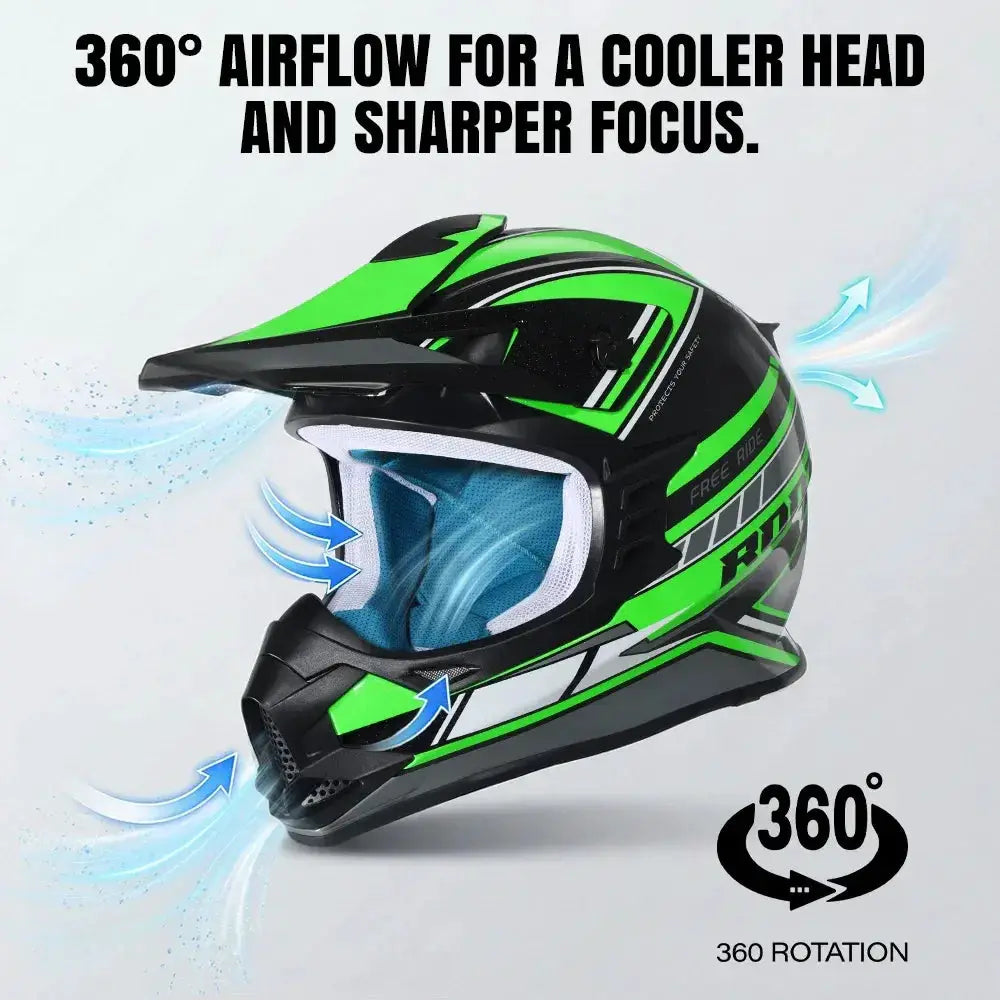 Kids Motocross Helmet With Goggles And Gloves DOT Certified - ToylandEU