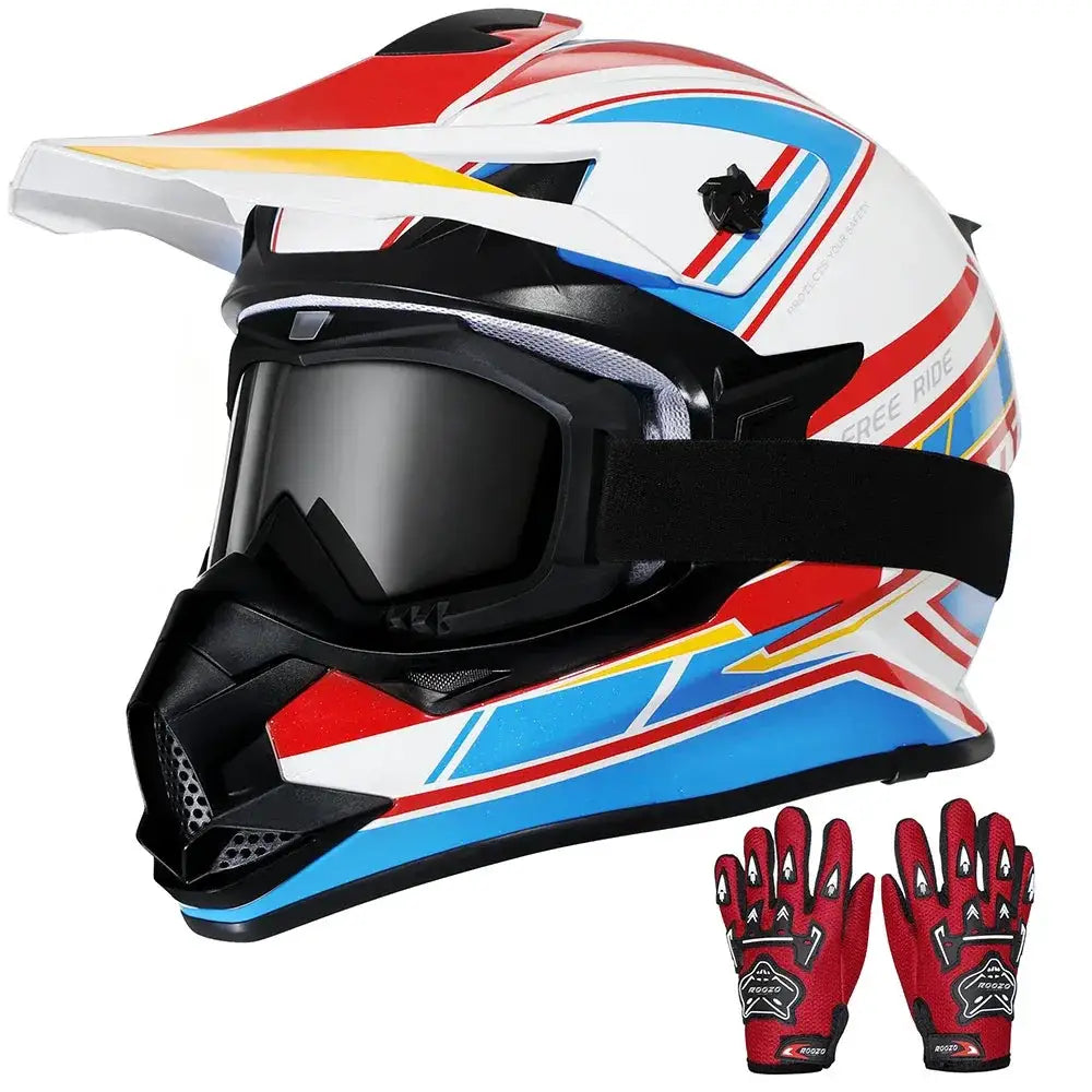 Kids Motocross Helmet With Goggles And Gloves DOT Certified - ToylandEU