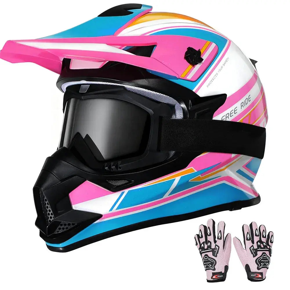 Kids Motocross Helmet With Goggles And Gloves DOT Certified - ToylandEU